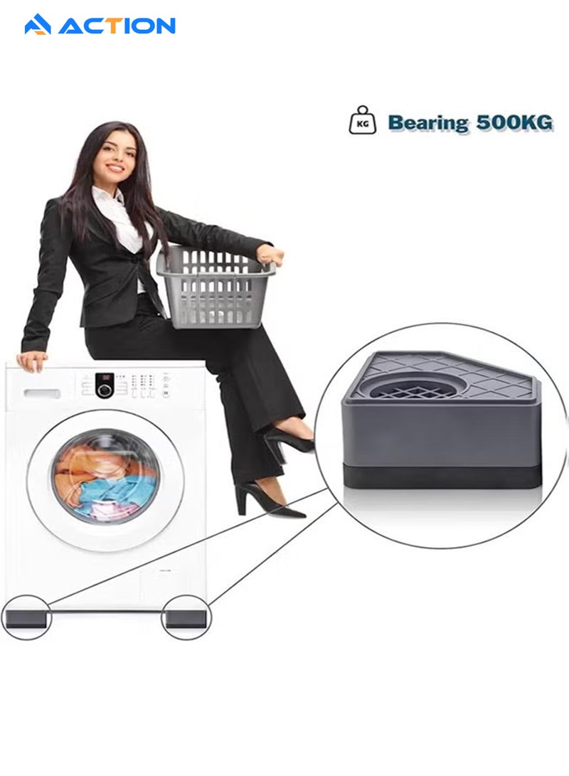 أكشن وسادات مضادة للاهتزازات للغسالة، 4 قطع من ركائز الغسالة والمجفف، وسادات قدم الغسالة المانعة للصدمات والضوضاء، مثبتات دعم الغسالة لمعظم الأثاث، تحمي الأرضية - Image 5